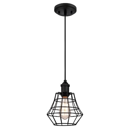 Westinghouse Pendant 60W Mini Nathaniel, Matte Black AnGlassed Bell Cage Shade 6105300